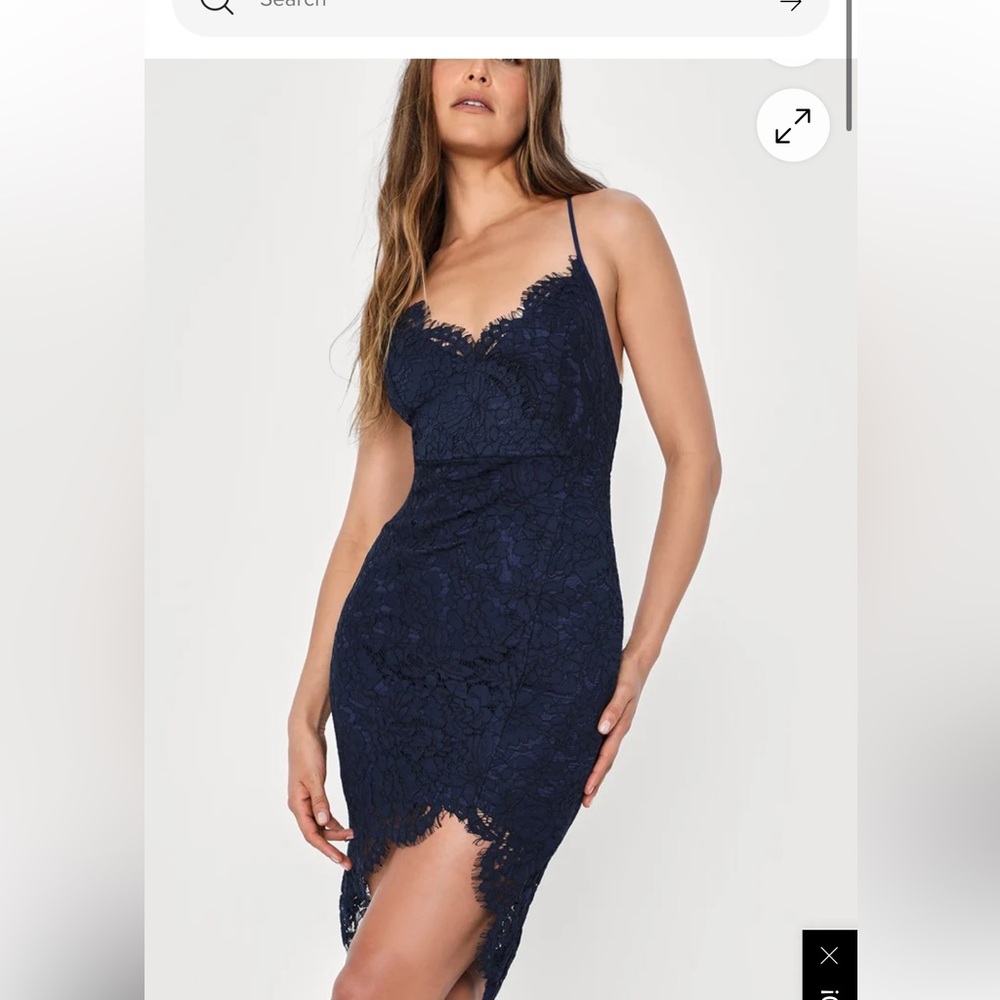 Lulus flirting with‎ desire navy lace dress EUC size small